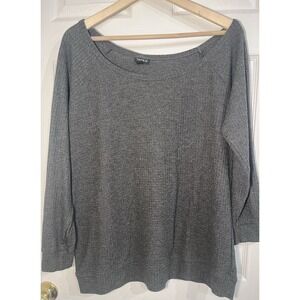 Torrid Size 1 Gray Brushed Waffle Off Shoulder Long Sleeve Sweater‎
